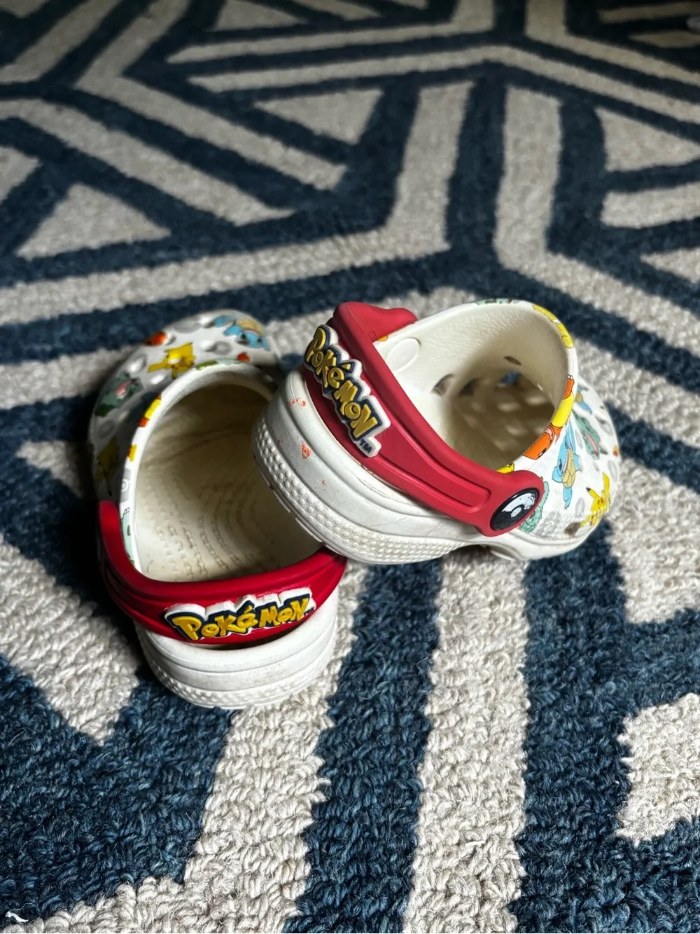 Kids White Pokémon Print Clog with Red Strap